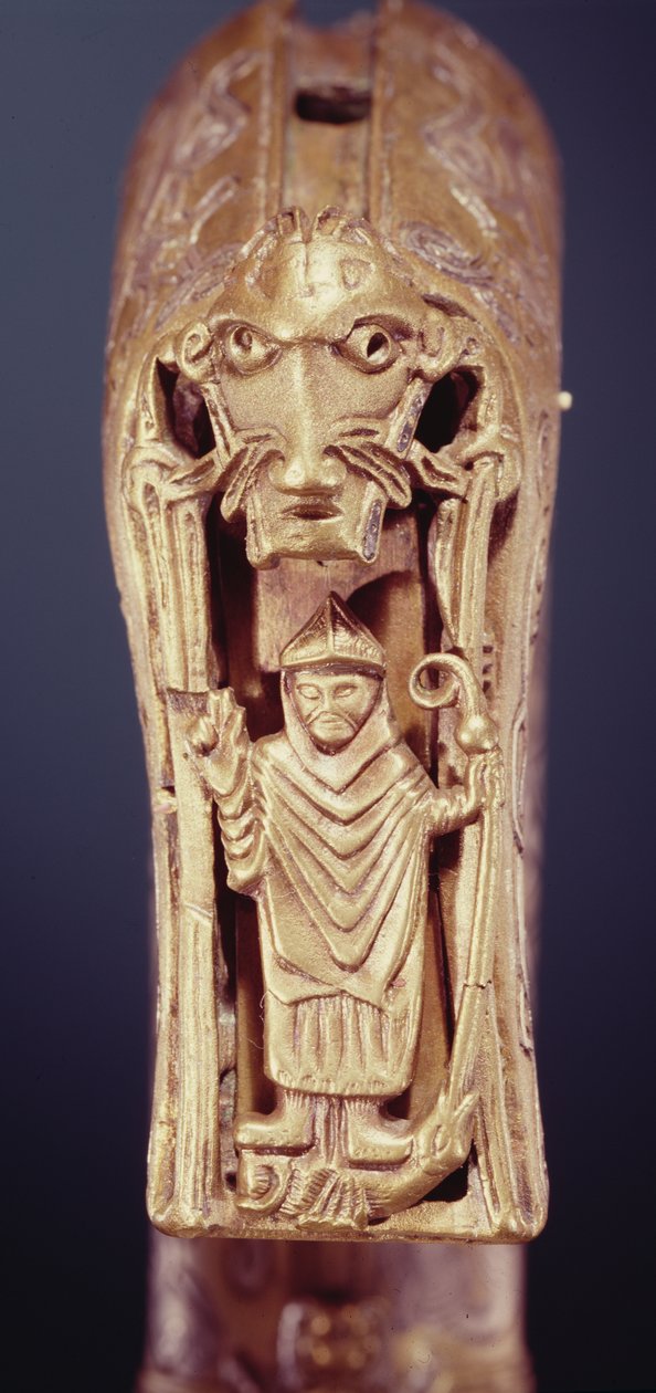 Clonmacnoise Crozier, Offaly İlçesi, 228692 işlemeli gümüş detaylı bronz levhaya sarılmış Viking Çağı ahşap by Celtic