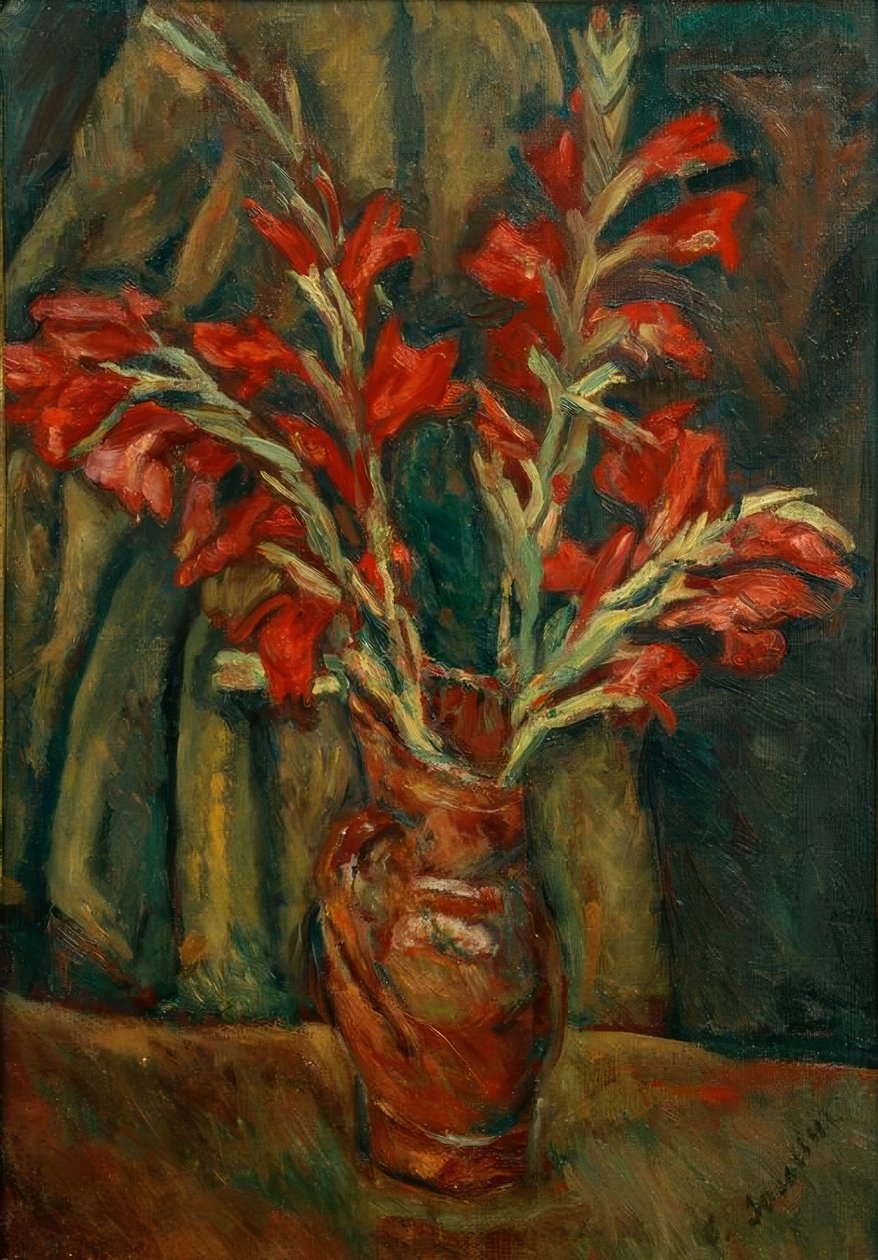 Ch. Soutine, vazoda kırmızı gladioli by Chaim Soutine