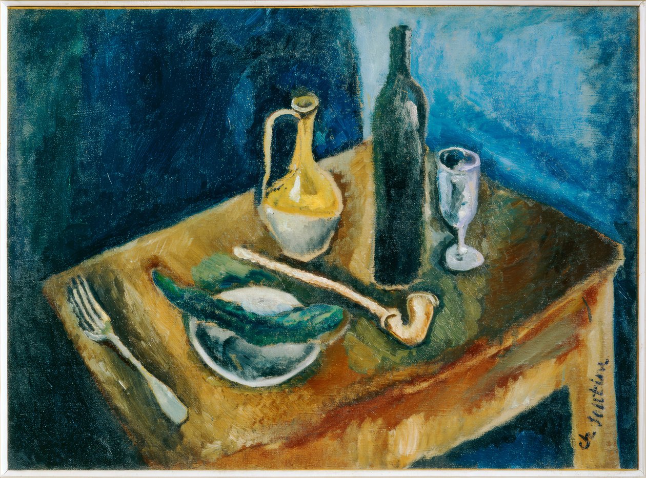 Bir boru ile natürmort by Chaim Soutine