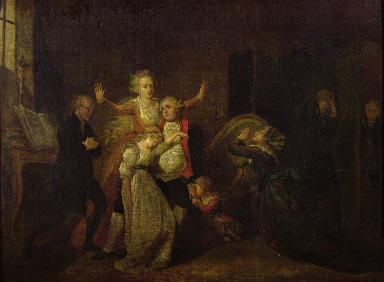 Louis XVI (1754-93) Tapınakta Ailesine Veda Ederken, 20 Ocak 1793 by Charles Benazech