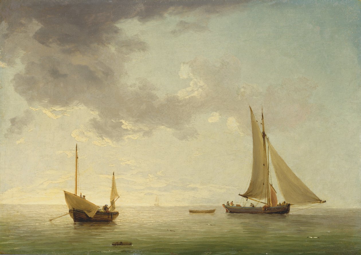 Hafif Havalarda Bir Lugger ve Bir Smack (bakır üzerine yağ) by Charles Brooking