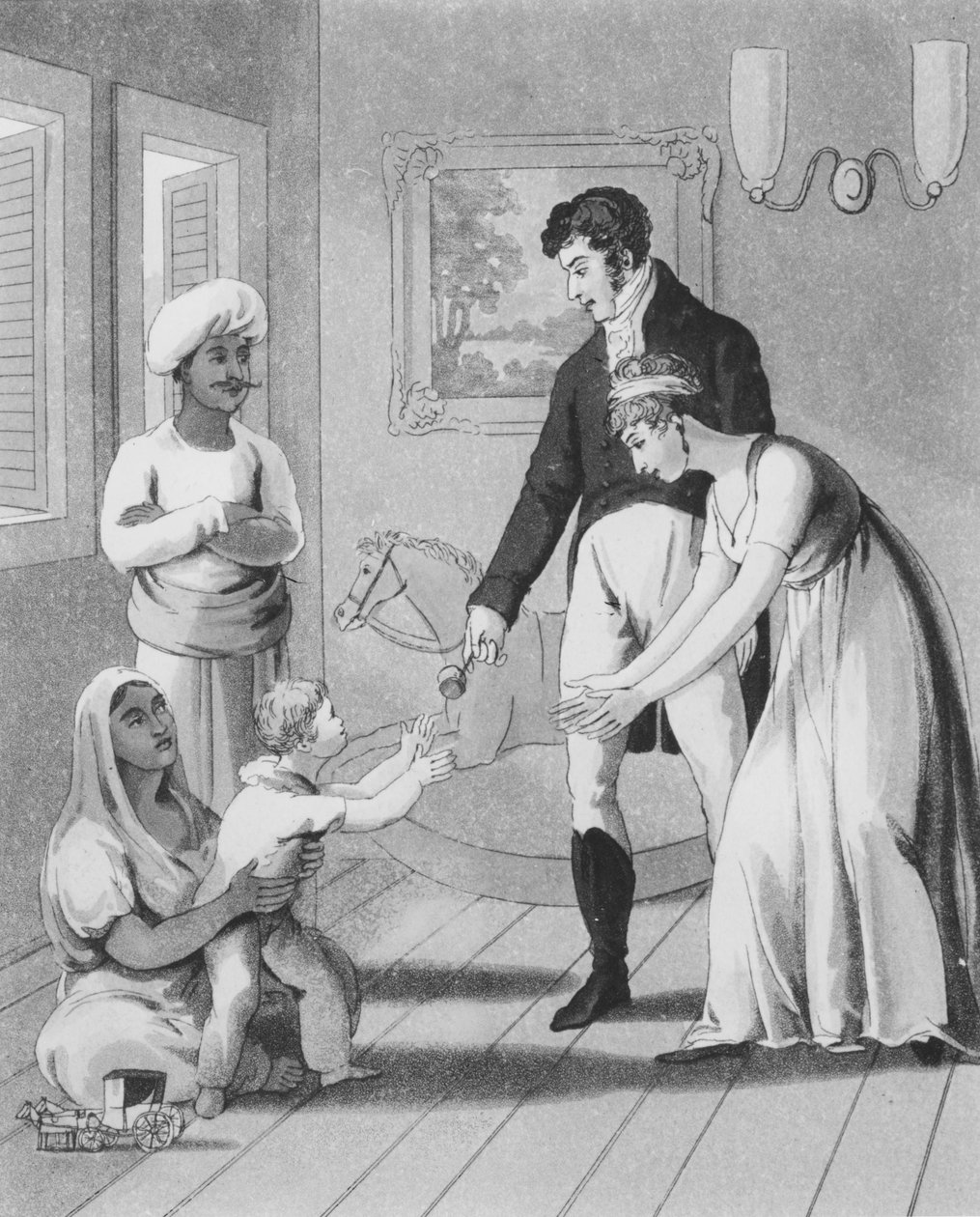 Bir Ayah veya Hemşirenin katıldığı Avrupalı bir Hanımefendi ve Ailesi, 