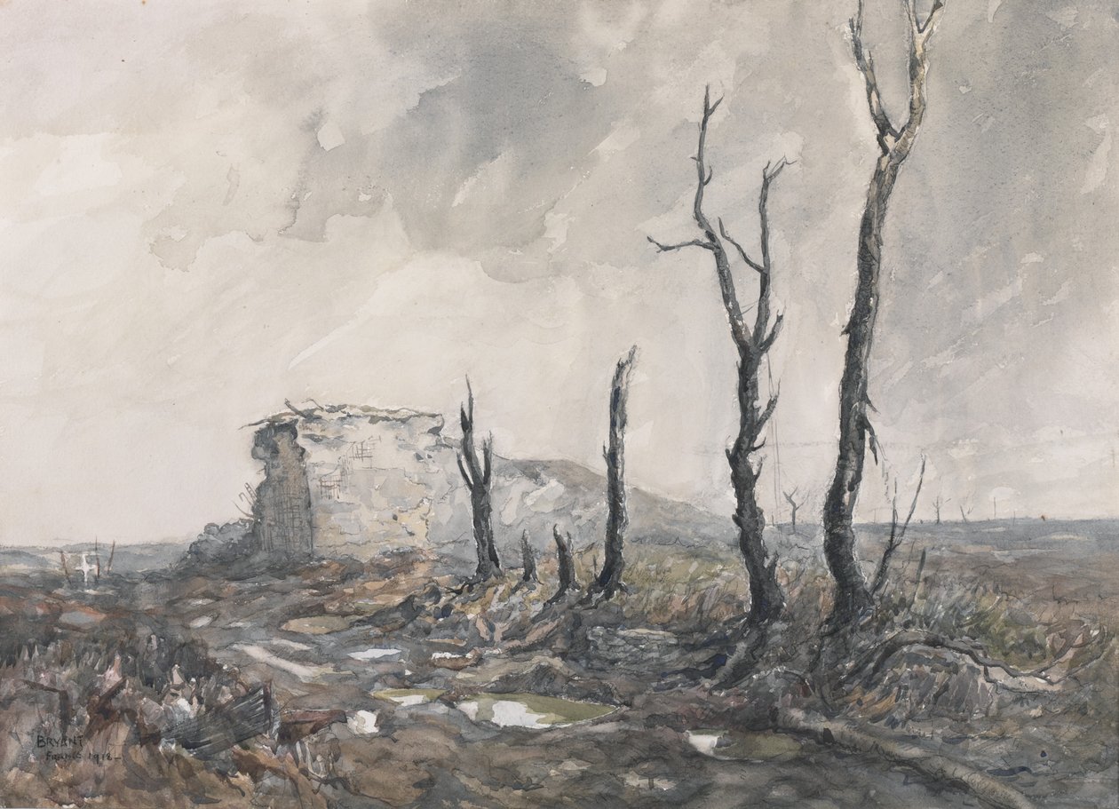 Cebelitarık, güçlü nokta, Pozieres, 1918 (kağıt üzerinde wc ve kömür) by Charles David Jones Bryant