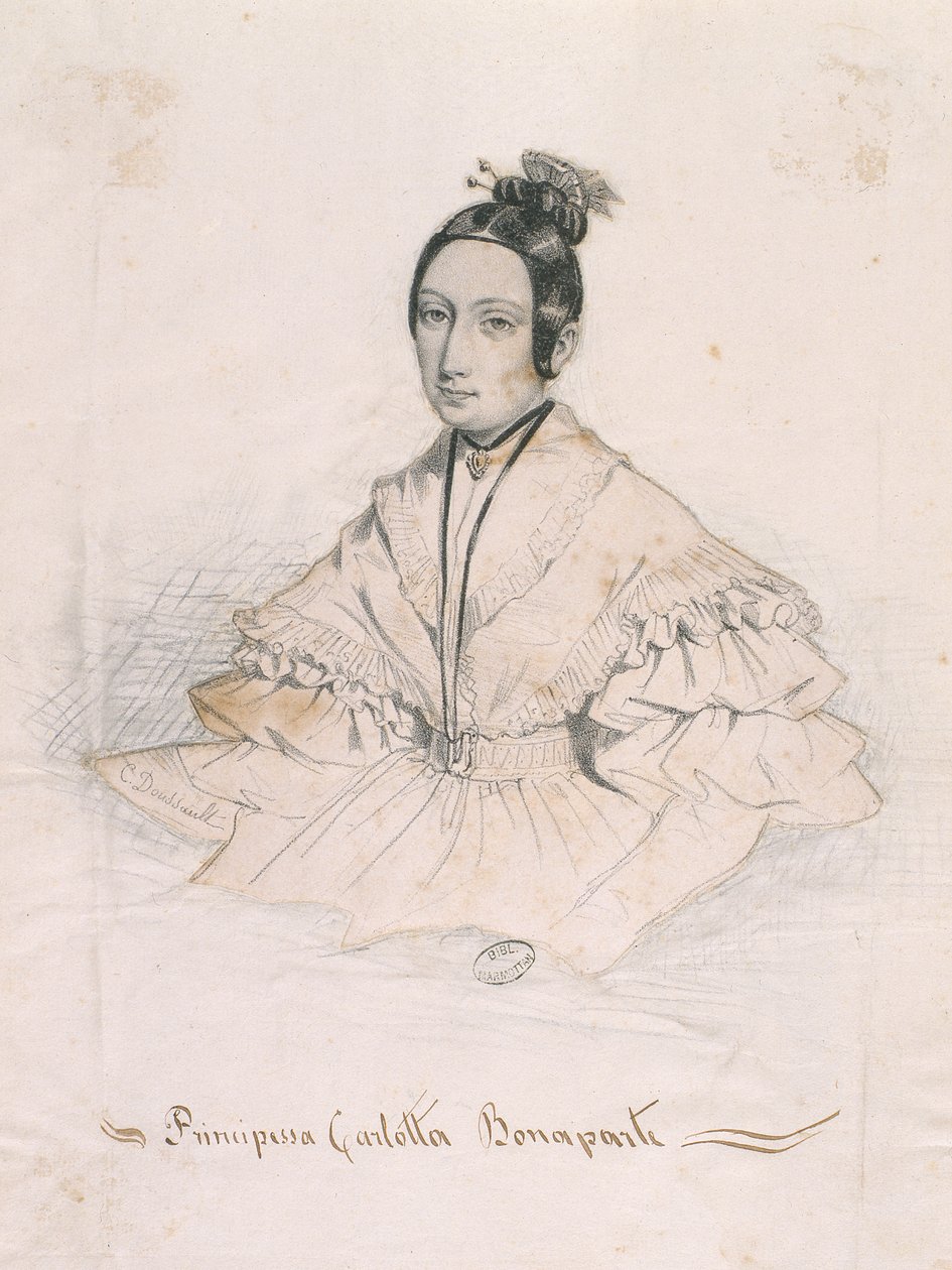 Prenses Charlotte Bonaparte (renkli gravür) by Charles Doussault