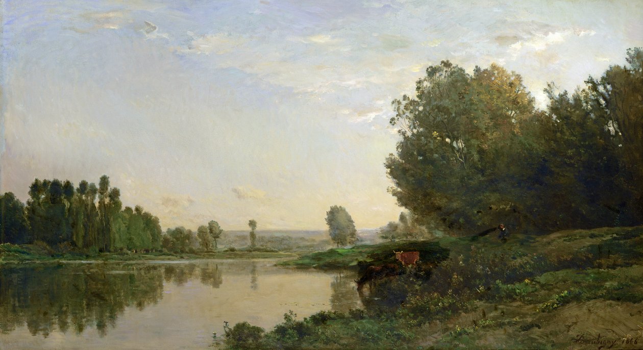 Oise Kıyıları, Sabah, 1866 by Charles Francois Daubigny