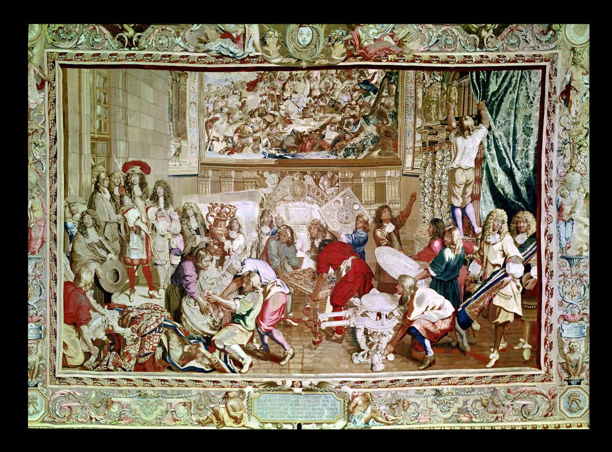 Louis XIV (1638-1715) Gobelins fabrikasını ziyaret ederken, 15 Ekim 1667 (goblen) by Charles Le Brun
