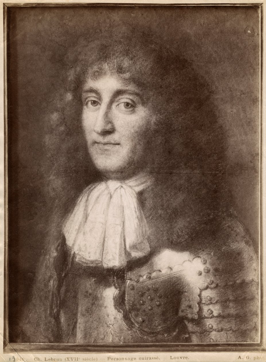 Zırh giyen bir adamın portresi (gri bej kağıt üzerinde pastel) by Charles Le Brun