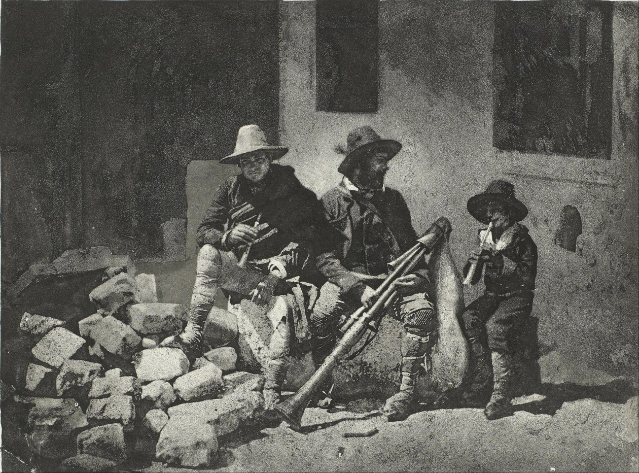 Pifférari Assis, İtalyan Sokak Müzisyenleri (Avluda, 21 Quai de Bourbon) by Charles Nègre
