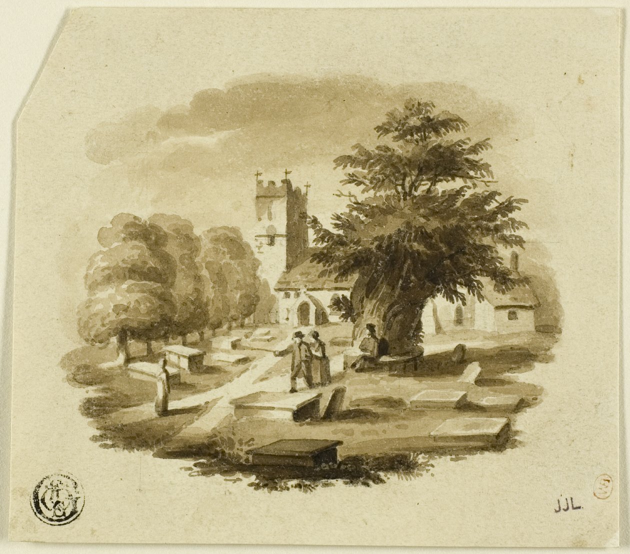 Kilise Yakınındaki Mezarlıkta Figürler by Charles Alfred Stothard