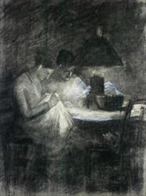 Terziler (kömür ve beyaz tebeşir) by Charles Angrand