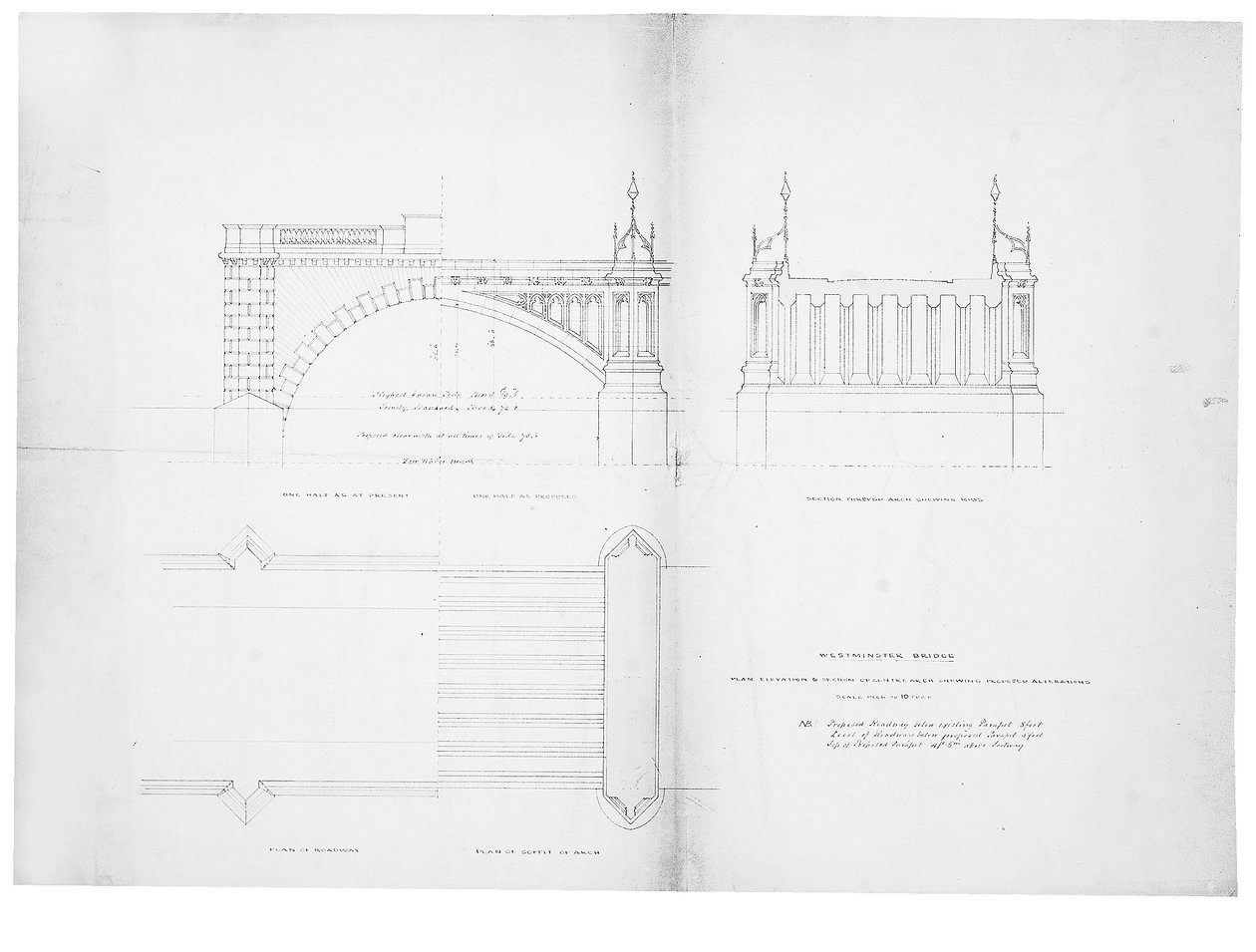 Westminster Bridge için tasarım ve yükseklik by Charles Barry