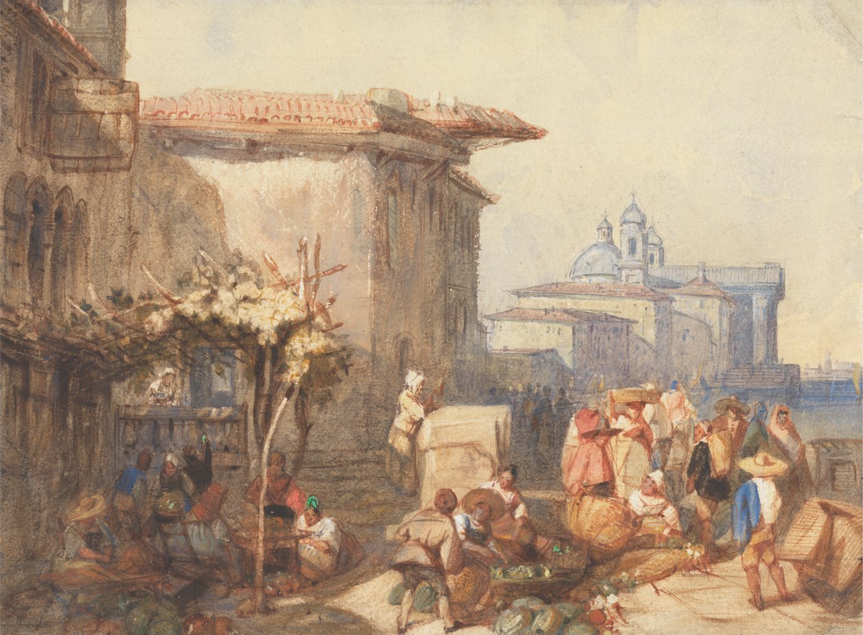 Venedik'te Bir Pazar Manzarası by Charles Bentley