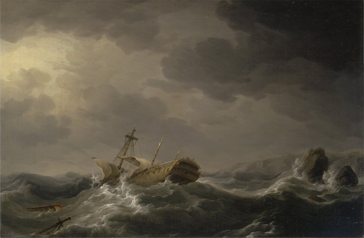 Kayalık bir sahilde gemi harap oldu by Charles Brooking