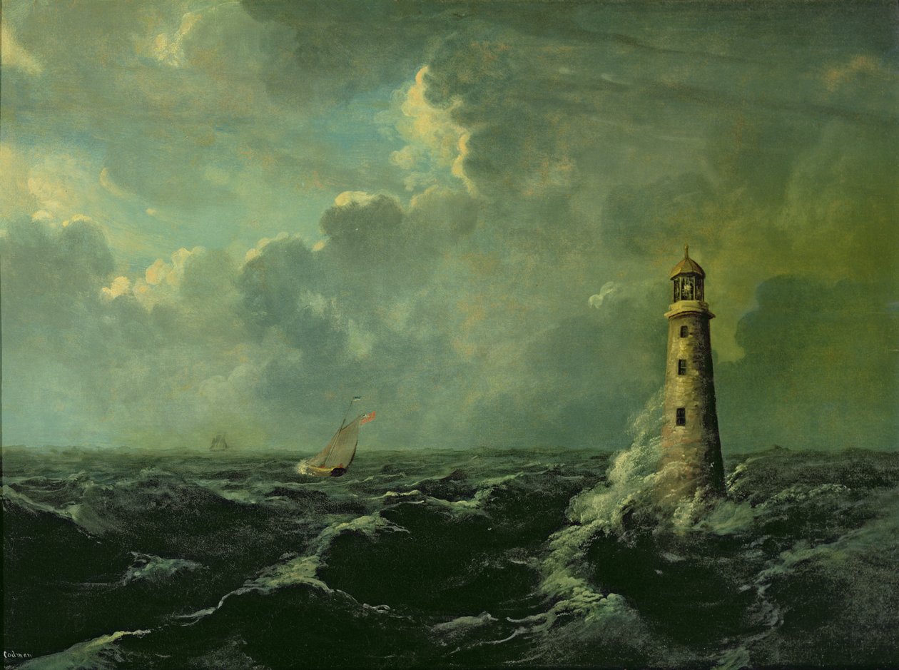 Deniz Feneri ile Deniz Manzarası (gemide yağ) by Charles Codman