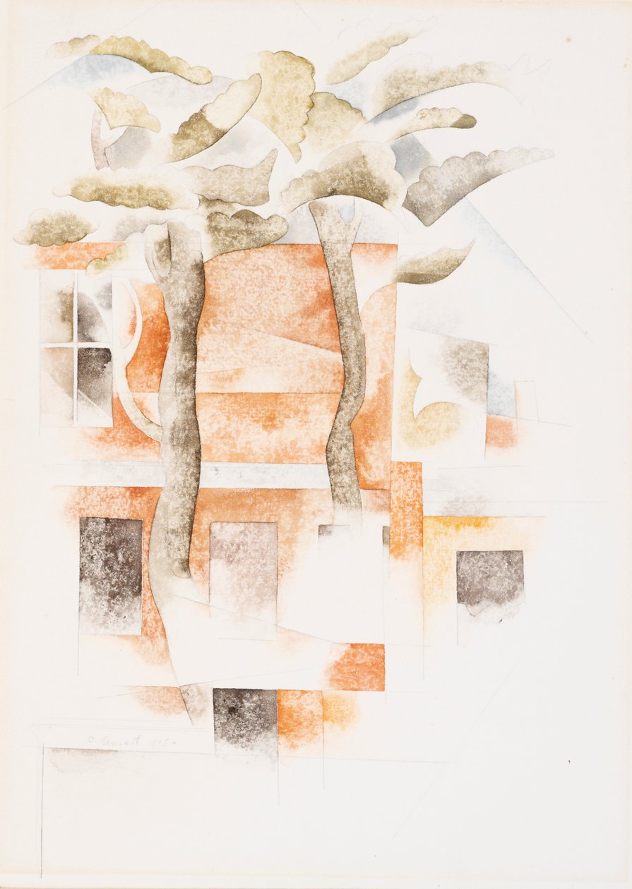 Bermuda: Ağaçların Arkasından Görülen Evler by Charles Demuth