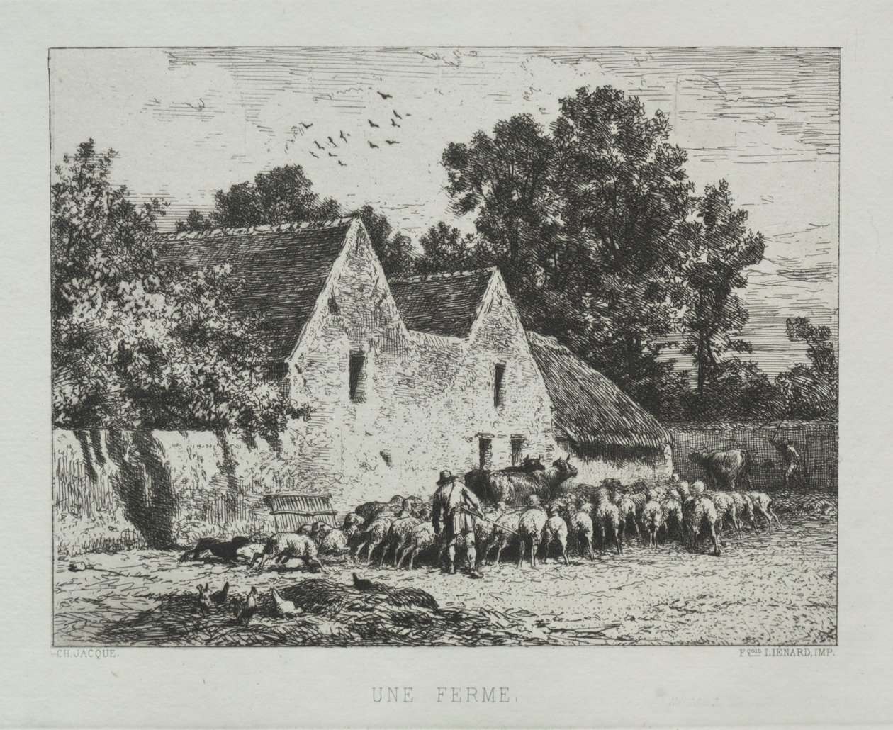 Çiftlik Evi. by Charles Emile Jacque