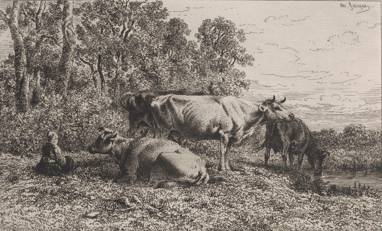 Hollanda İnekleri, 1864. by Charles Emile Jacque