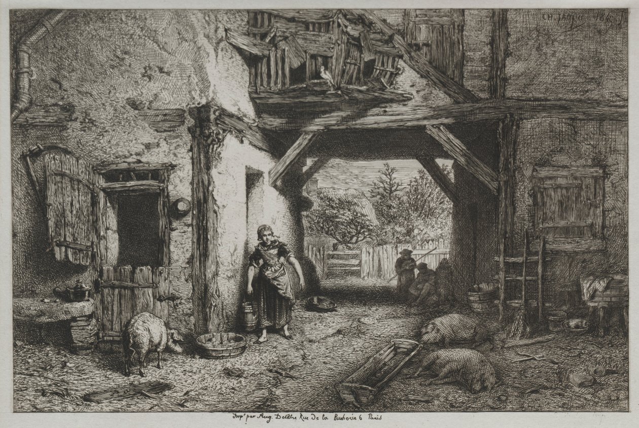 Çiftlik İç by Charles Emile Jacque