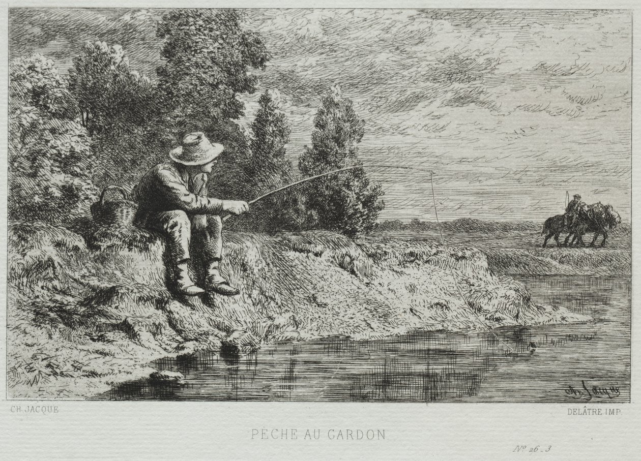 Balık tutma by Charles Emile Jacque
