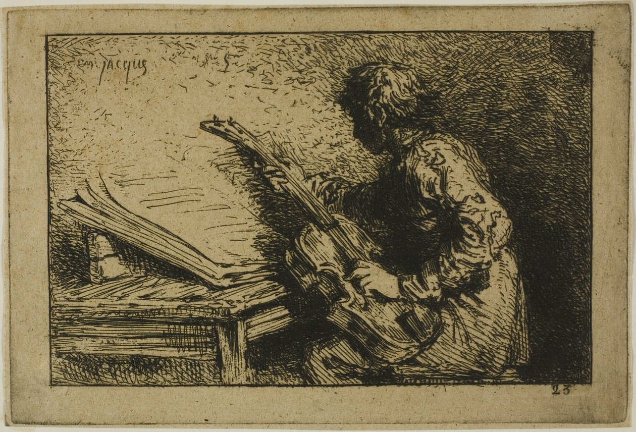 Gitarist by Charles Emile Jacque