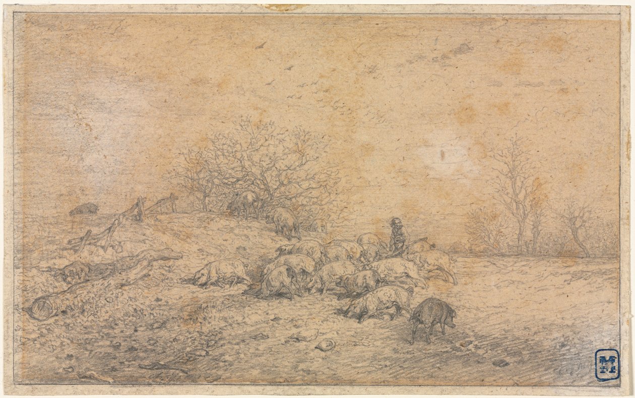domuz sürüsü by Charles Emile Jacque