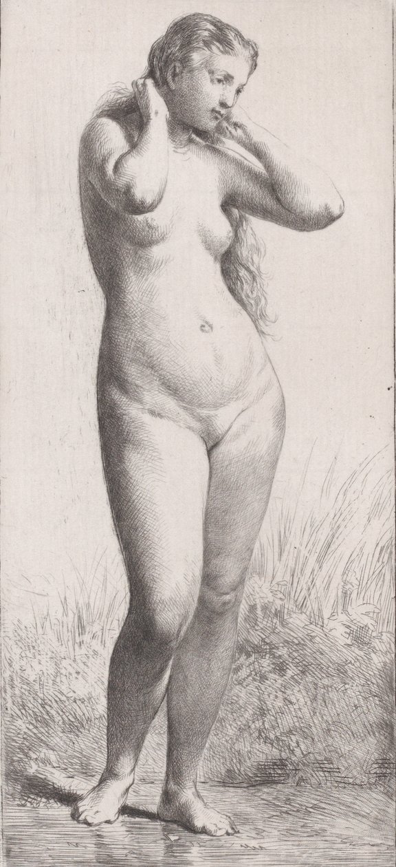 Banyodaki Genç Kadın, 1866. by Charles Emile Jacque