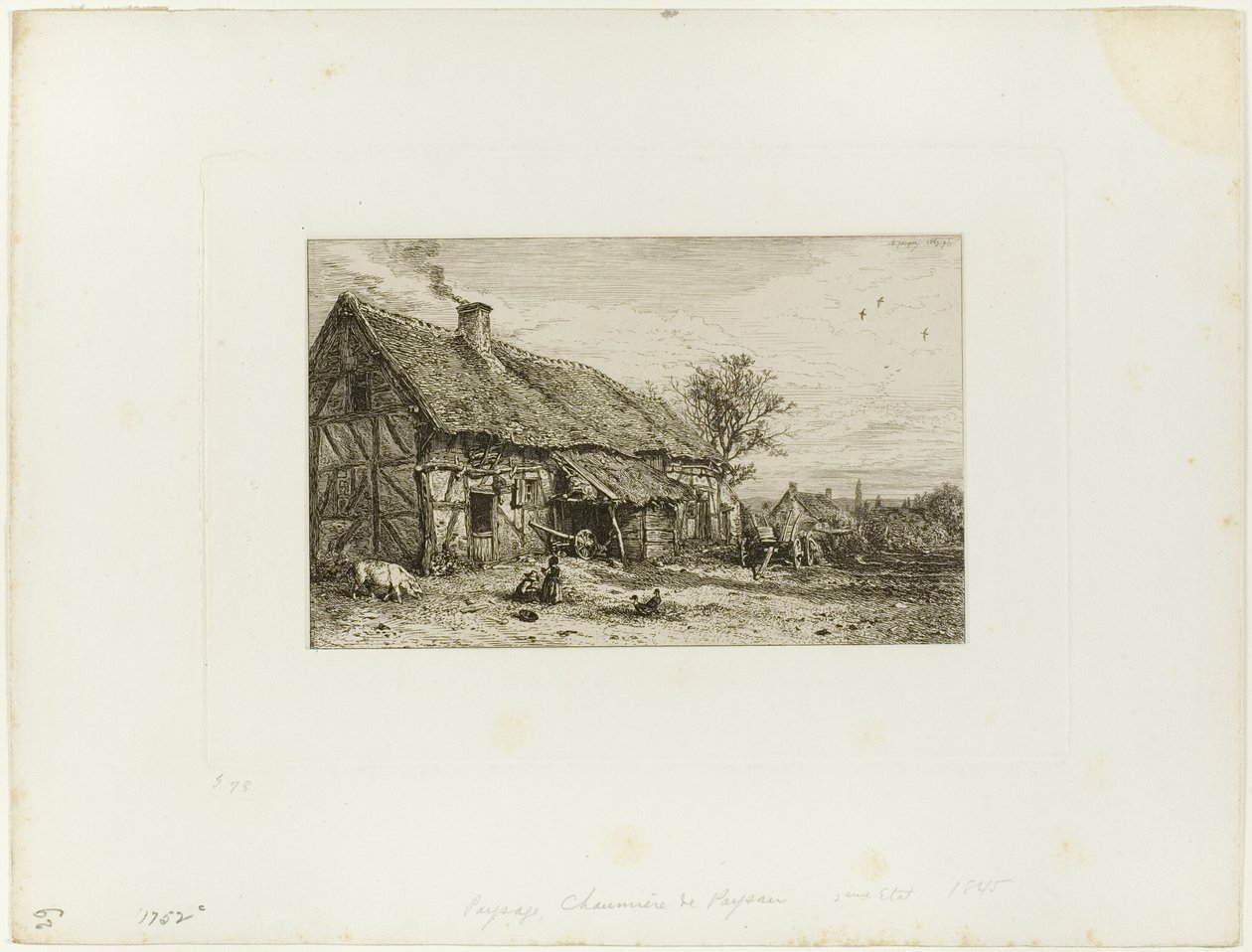 Köylü Konutu ile Peyzaj by Charles Emile Jacque