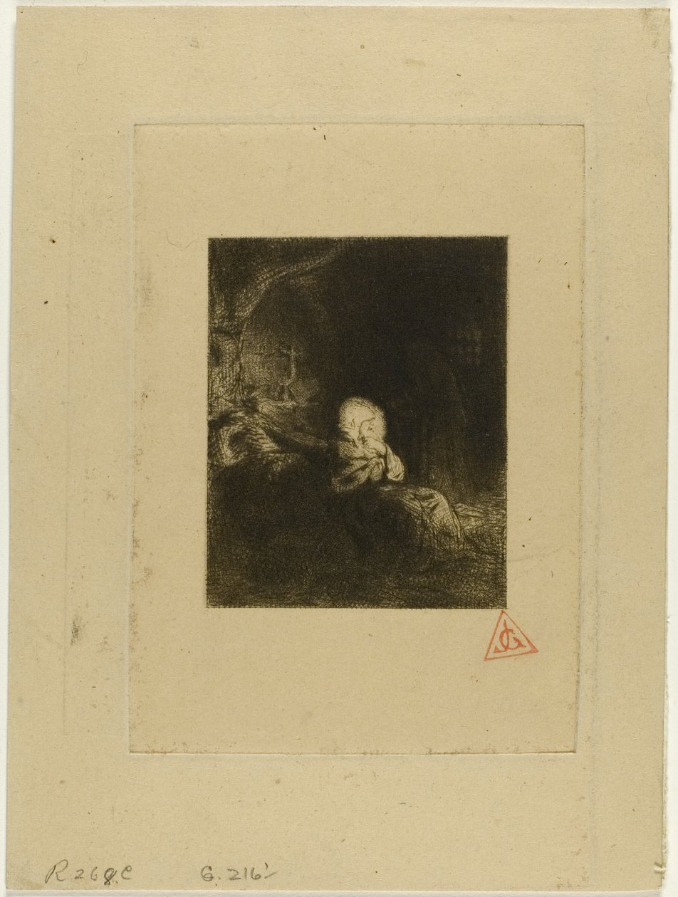 keşiş dua ederken by Charles Emile Jacque