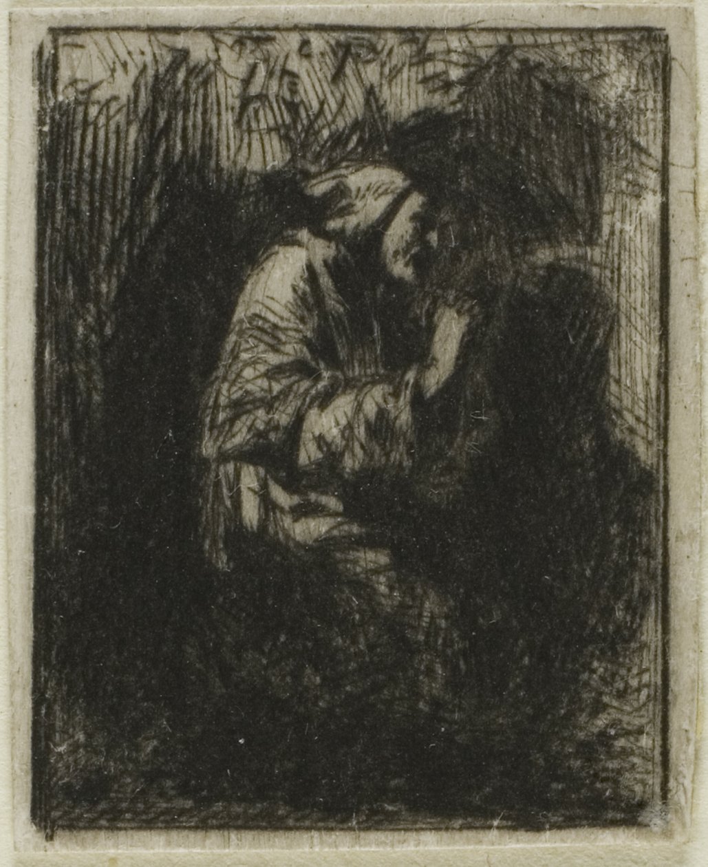 keşiş dua ederken by Charles Emile Jacque