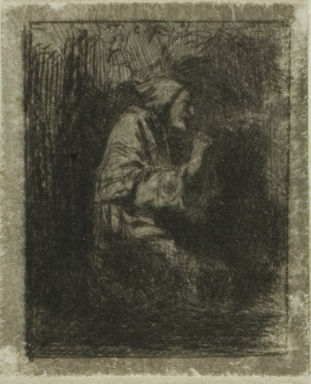 keşiş dua ederken by Charles Emile Jacque