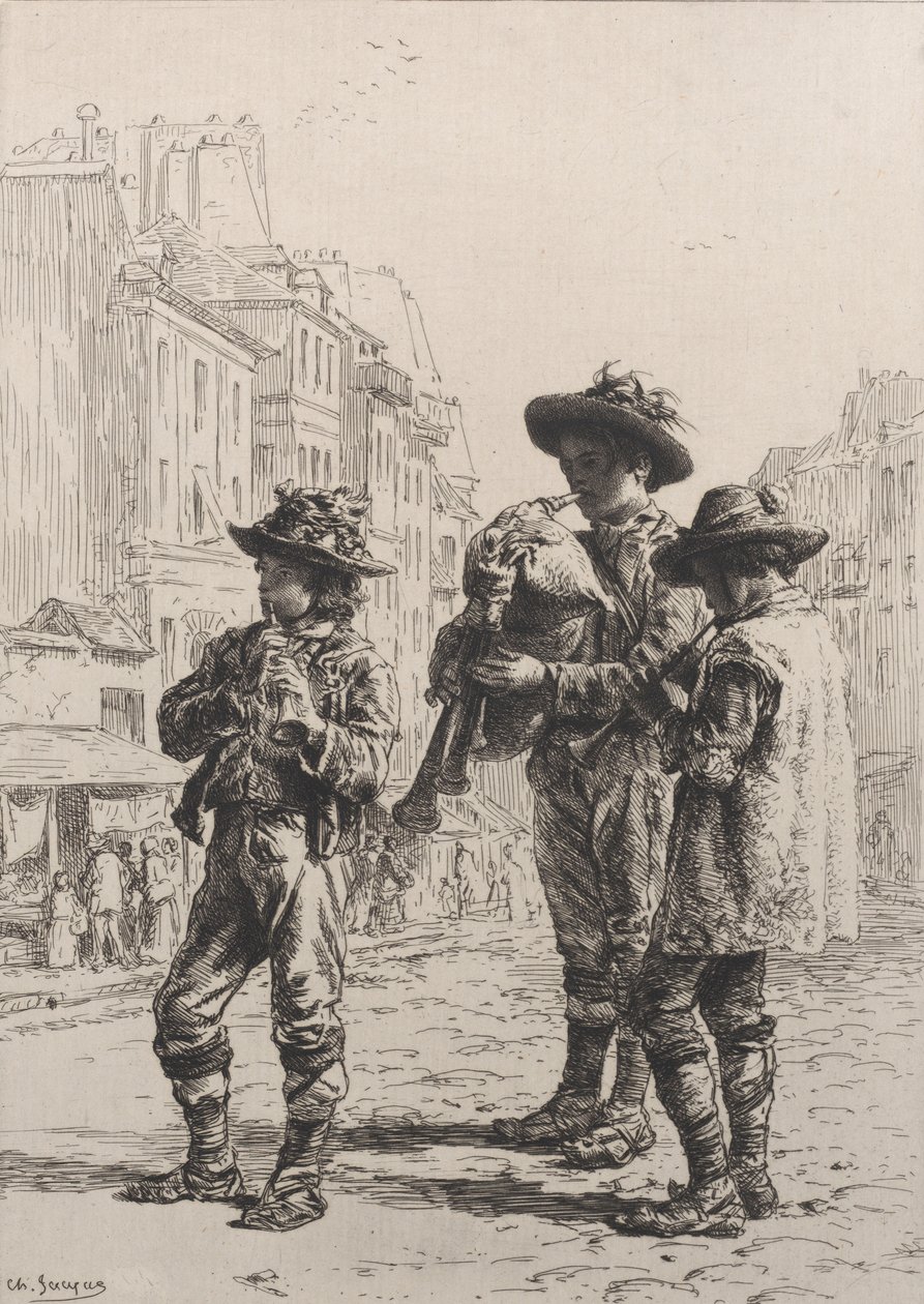 Pifferaris, 1864. by Charles Emile Jacque
