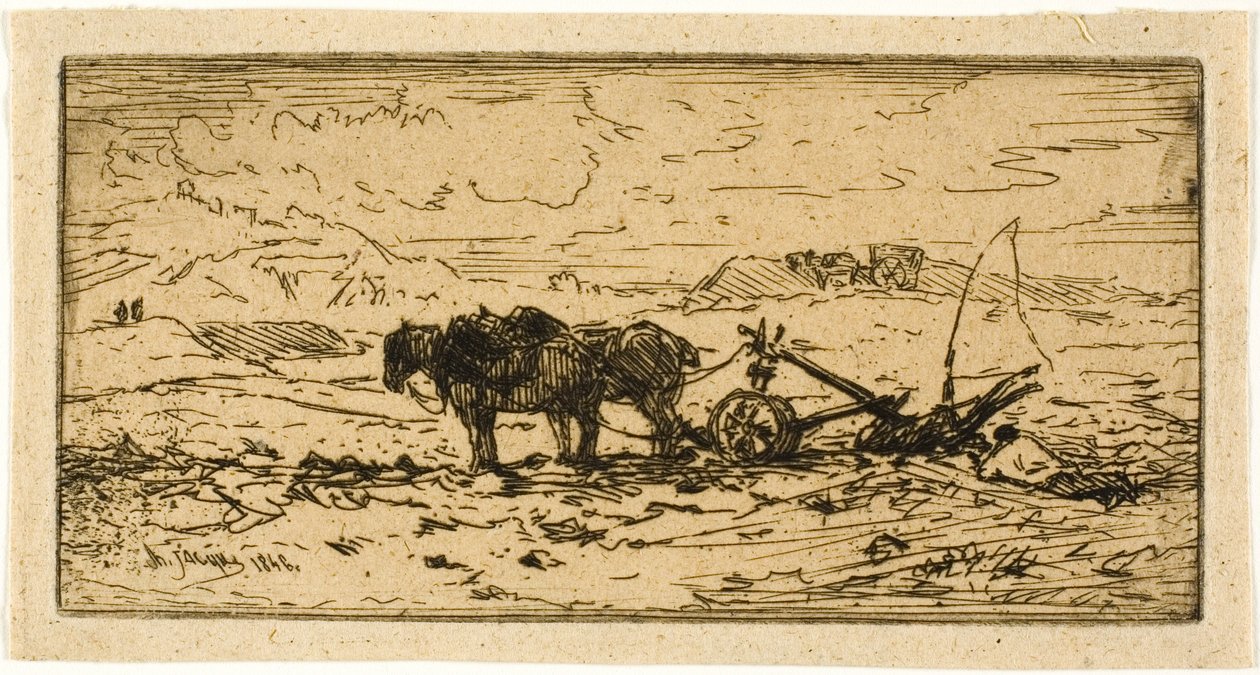 Plowman ve ekibi dinlenme by Charles Emile Jacque