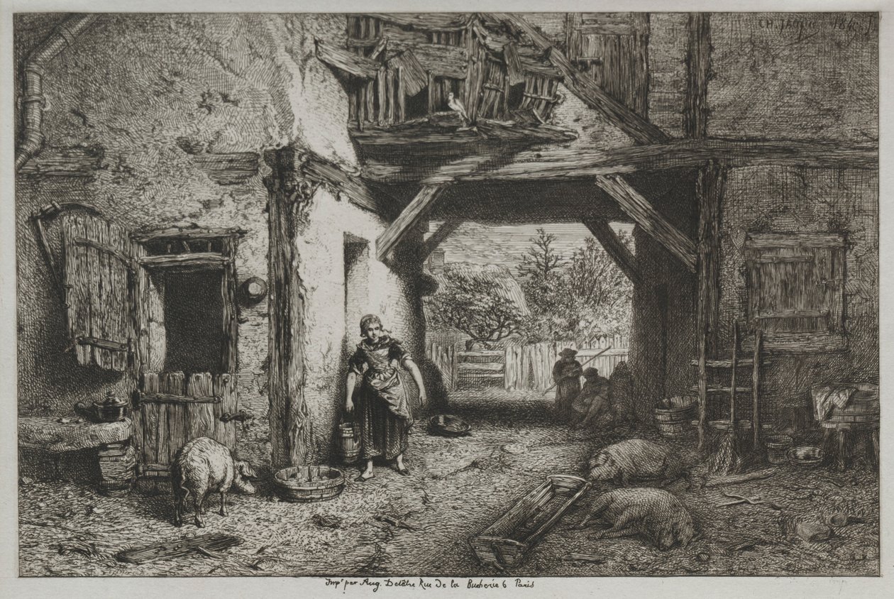 Çiftlik Bahçesi. by Charles Emile Jacque