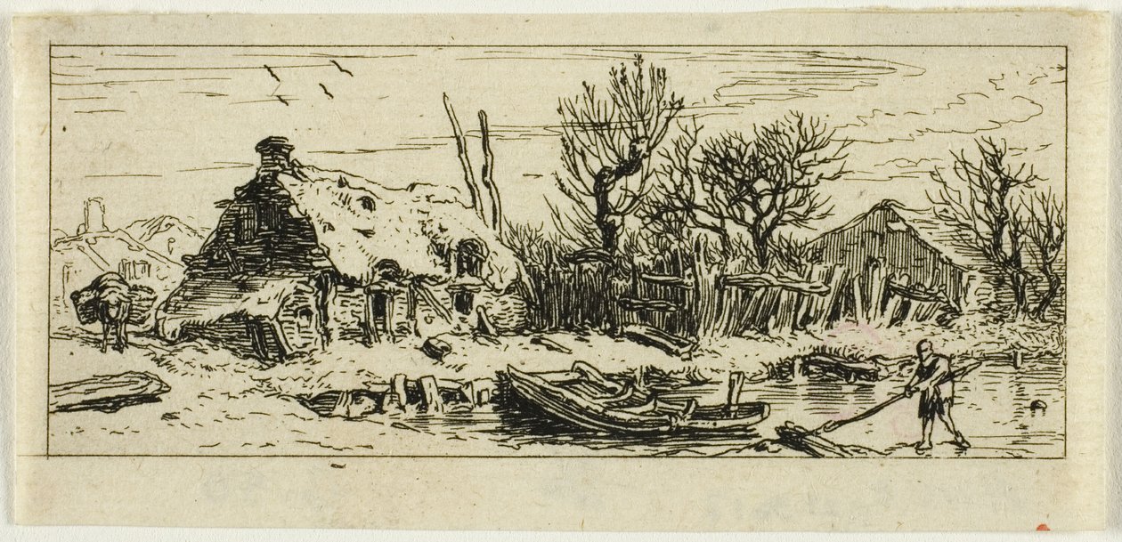 Donmuş Gölet, küçük tabak by Charles Emile Jacque