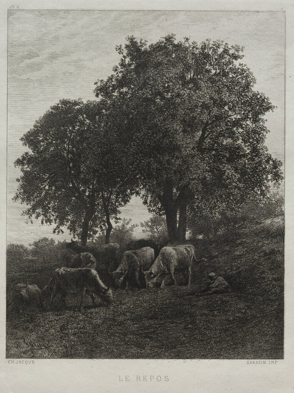 Dinlenme. by Charles Emile Jacque