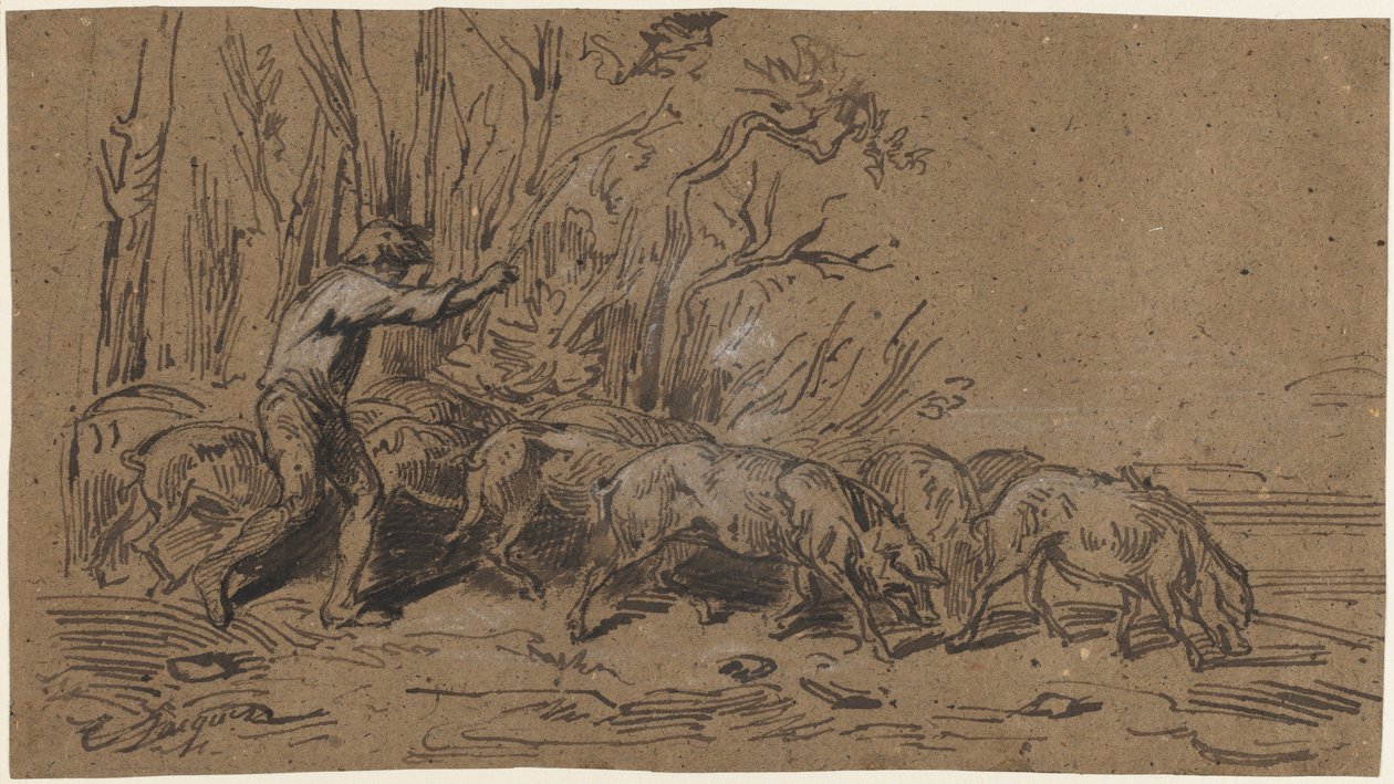 Trüf Toplayıcıları, c. 1849. by Charles Emile Jacque