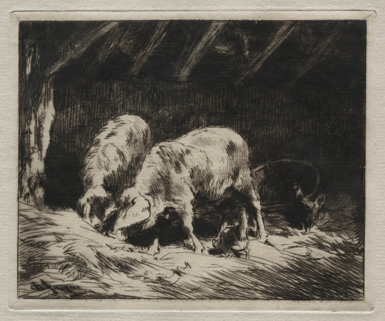 iki domuz by Charles Emile Jacque