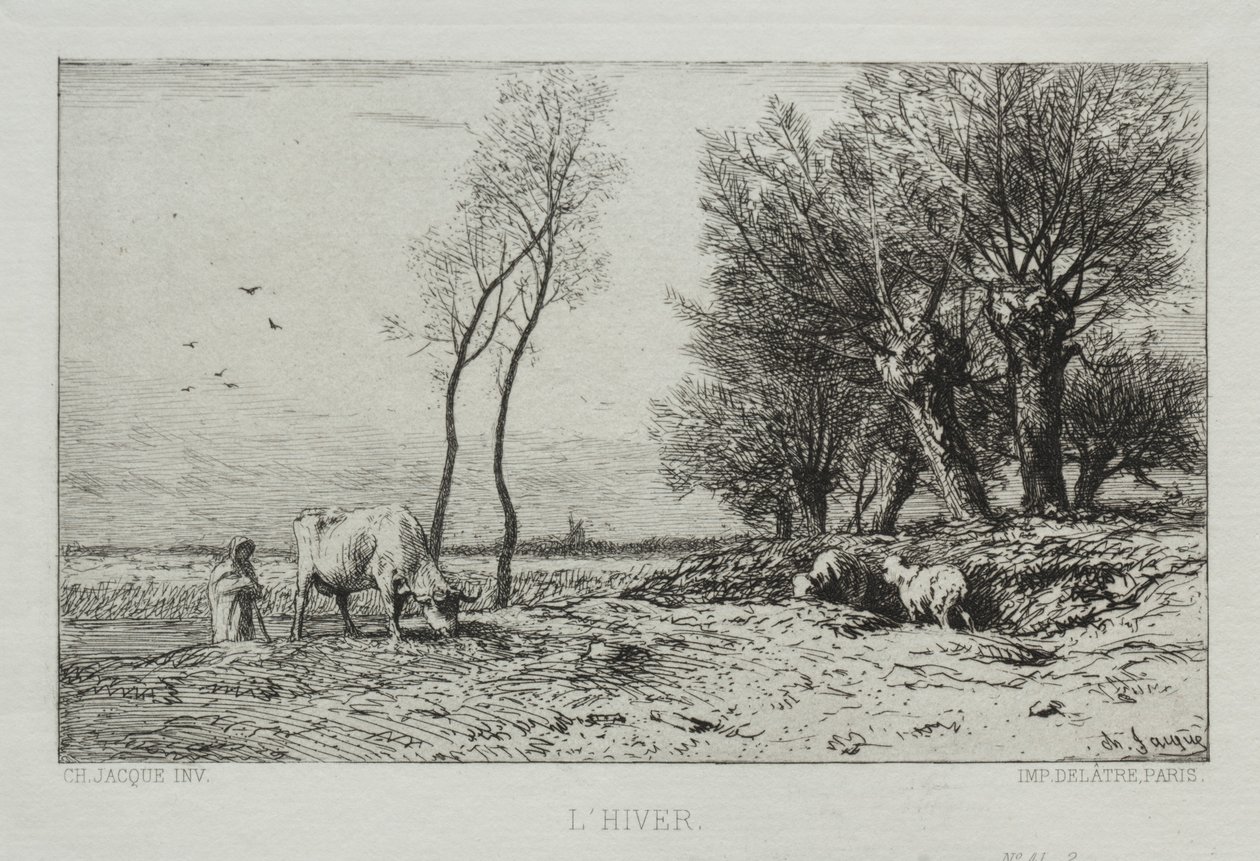 Kış mevsimi. by Charles Emile Jacque