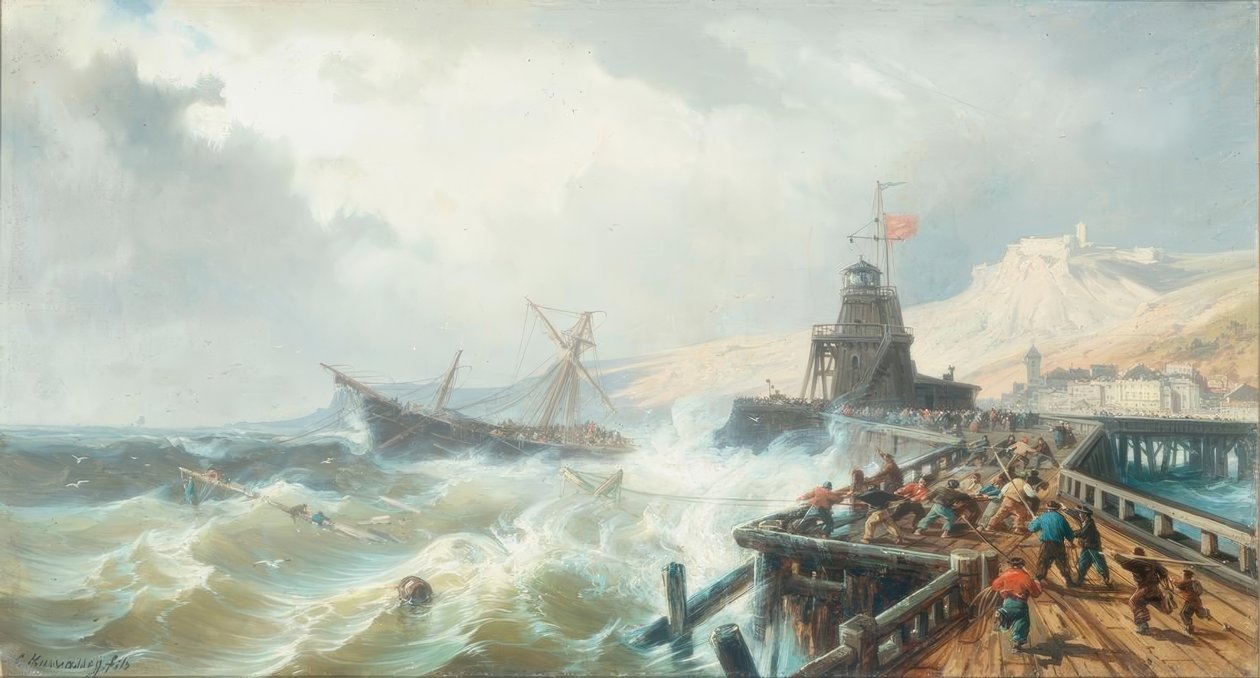 Tehlikedeki bir gemiyi kurtarmak by Charles Euphrasie Kuwasseg