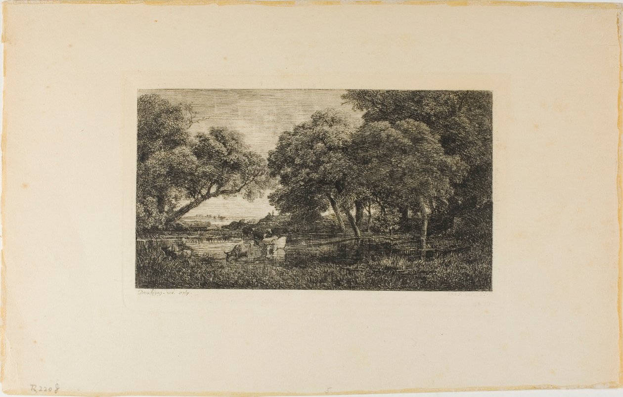 Havuz başında sığır by Charles Francois Daubigny