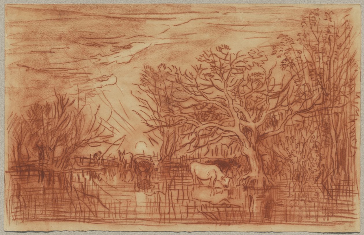 Sulama çukurundaki inekler, c.1863 by Charles Francois Daubigny