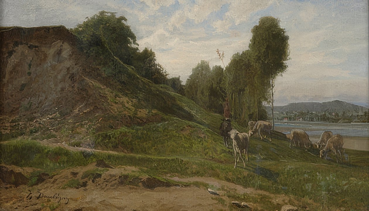 Koyun ile manzara. 1855 civarında by Charles Francois Daubigny