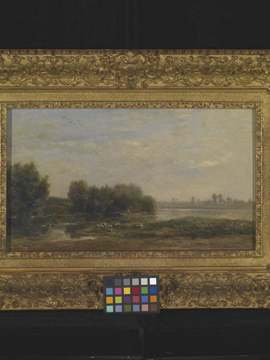 Oise Üzerine (ahşap üzerine yağlı boya) by Charles Francois Daubigny