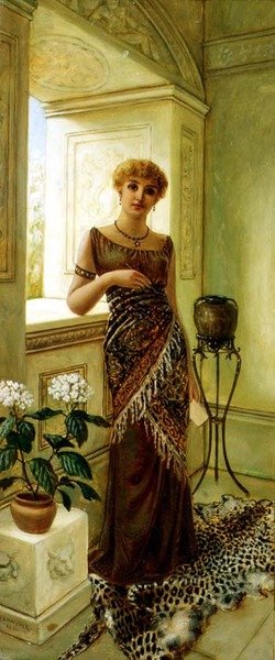 Pencerenin Yanındaki Klasik Kadın by Charles Frederick Lowcock