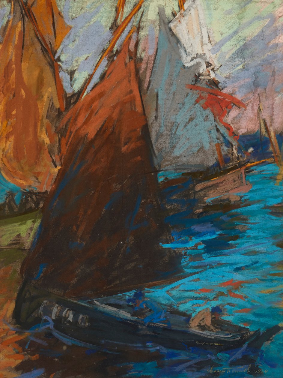 Yaz Yelkeni (koyu kağıt üzerine pastel) by Charles Fromuth