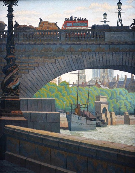 Eski Waterloo Köprüsü (petrol) by Charles Ginner