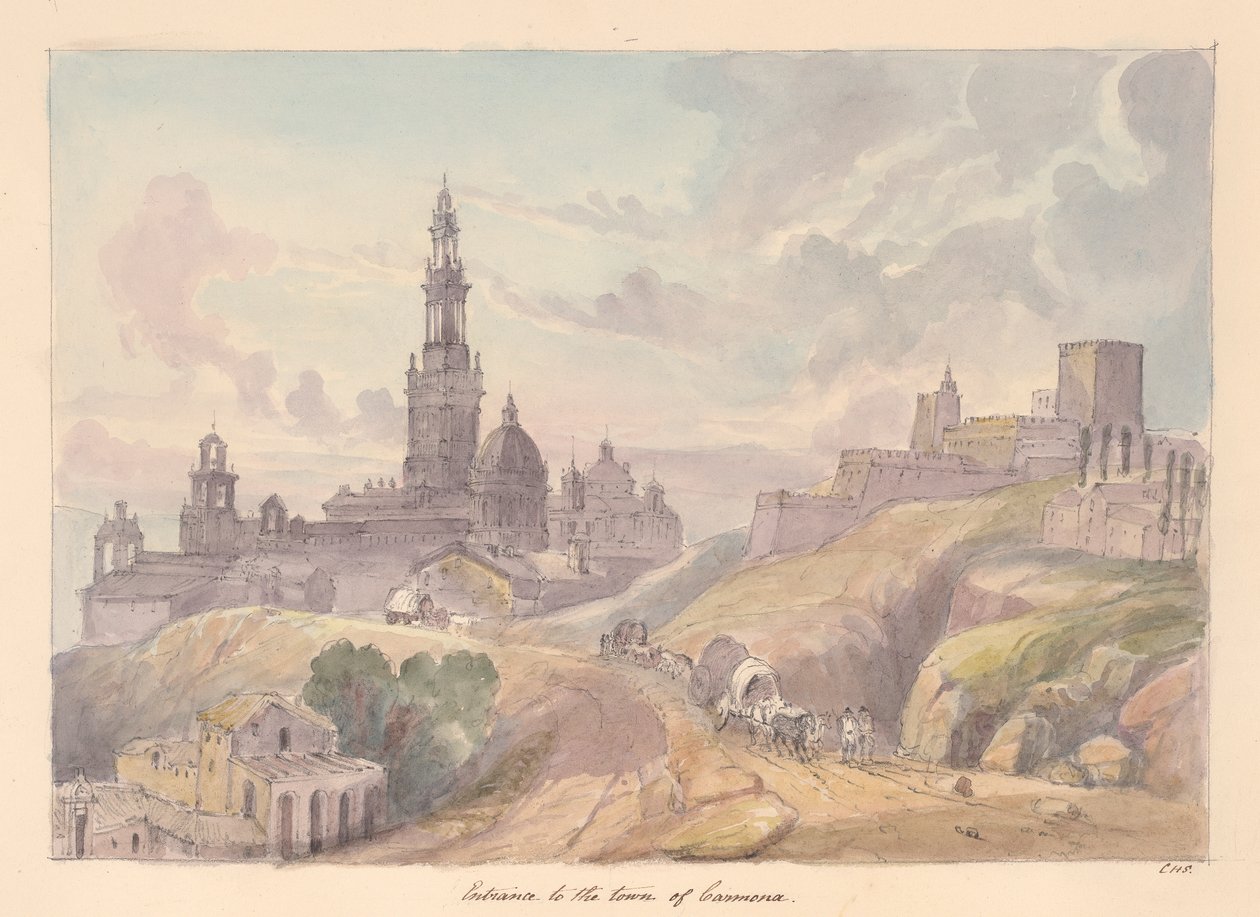 Carmona kasabasına giriş by Charles Hamilton Smith