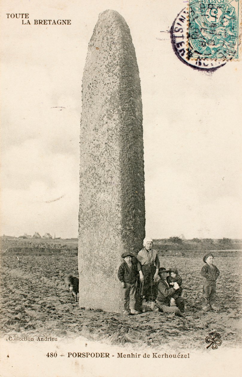 Eski kartpostal/Menhir de Kerhouezel/Porspoder/Finistere/Brittany/Fransa by Augustus Kollner
