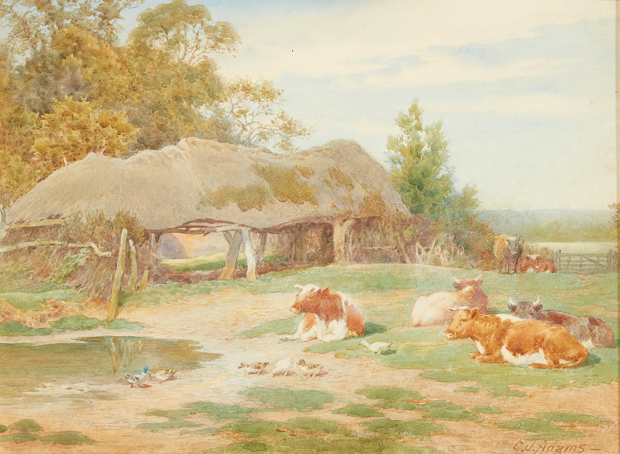 Sığır Dinlendirme (suluboya) by Charles James Adams