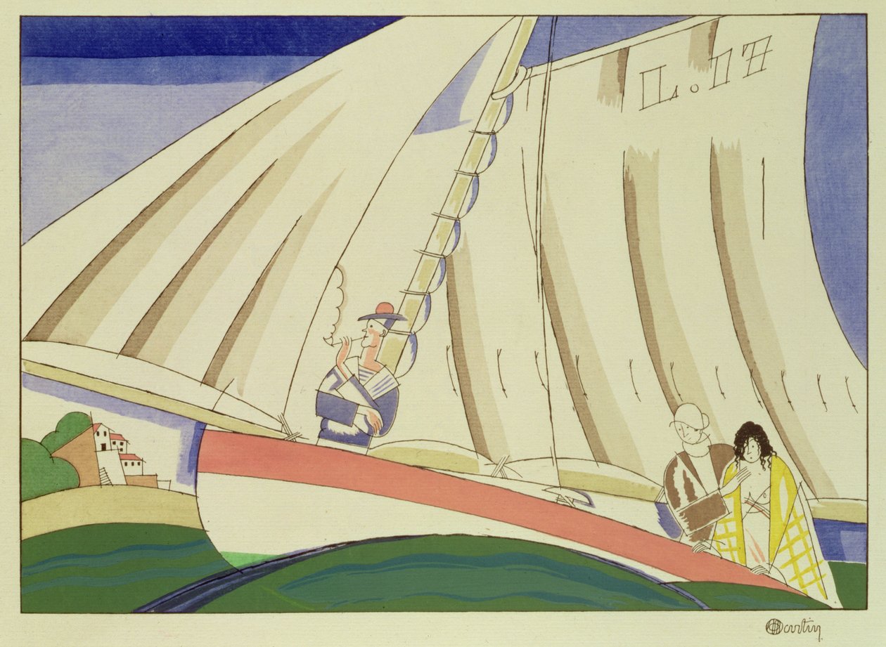 Yatçılık, c.1920 (kağıt üzerinde şablon) by Charles Martin